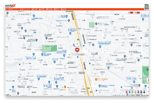追跡モード（車両の移動を追従表示）